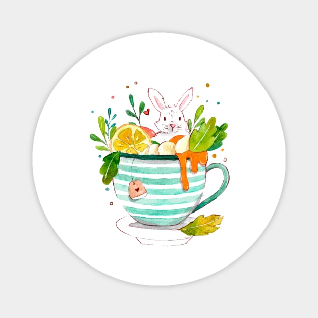 Bunny watercolor in a cup Magnet by The F* cake